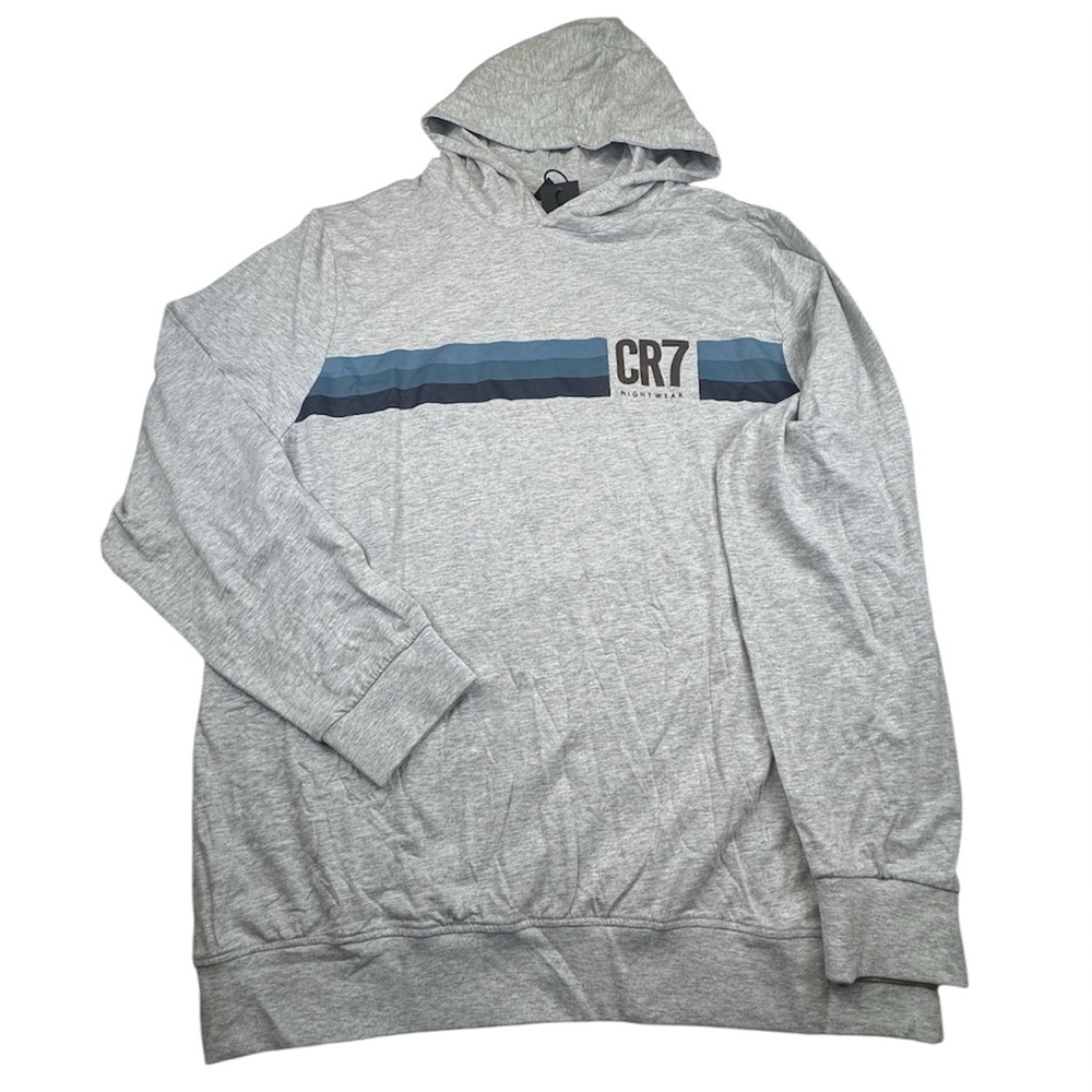 CR7 Cristiano Ronaldo Hoodie Men's 2XL Gray Cotton Long Sleeve Soccer Stretch